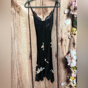 Black Floral Lace Slip Dress